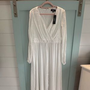 Lulus NWT white and silver maxi dress